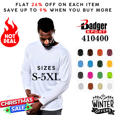 Badger 410400 Mens Long Sleeve Fit Moisture-Wicking B-Core Athletic T-Shirt
