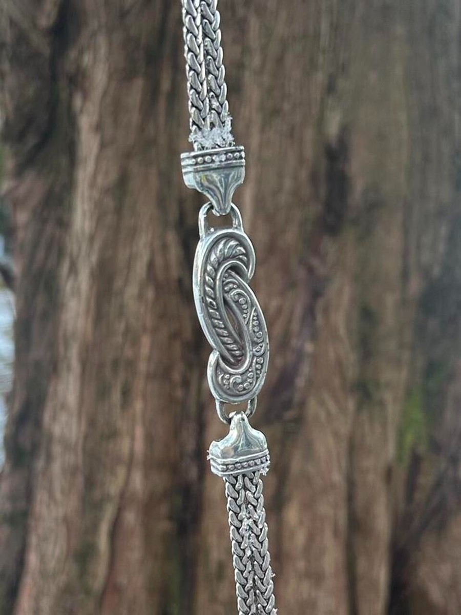 Brighton Scroll Heart Herringbone Silver Chain-Link Belt | eBay display picture 2