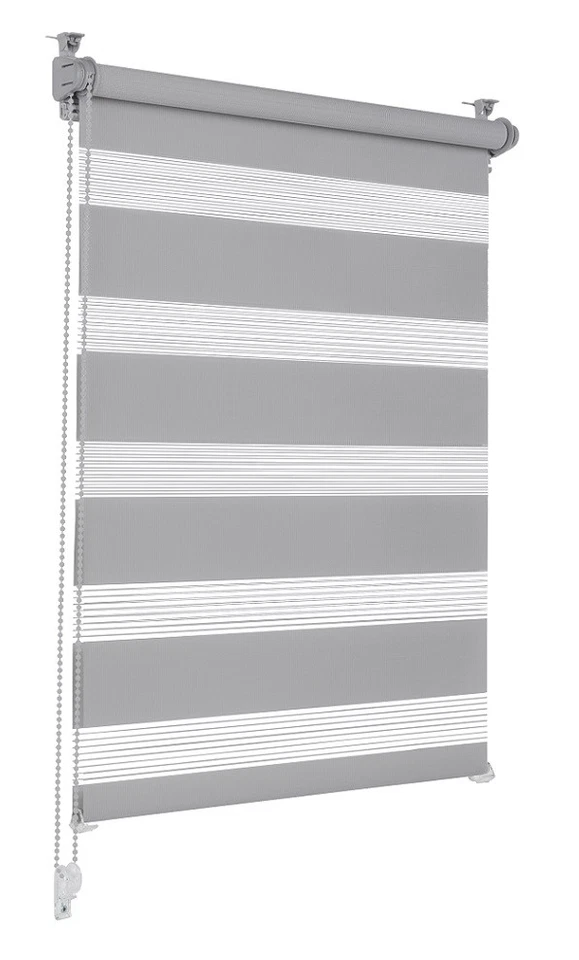 Doppelrollo grau 110x210cm Klemmrollo Seitenzug Seitenzugrollo Duorollo Klemmfix - Bild 1 von 1