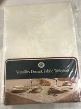 Versailles Damask Fabric Ivory/Champagne Tablecloth 60x104 Oblong NIP