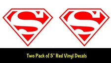 Superman Rendering Two Red Vinyl Decal Car Truck Mailbox Windows Trailer Camper