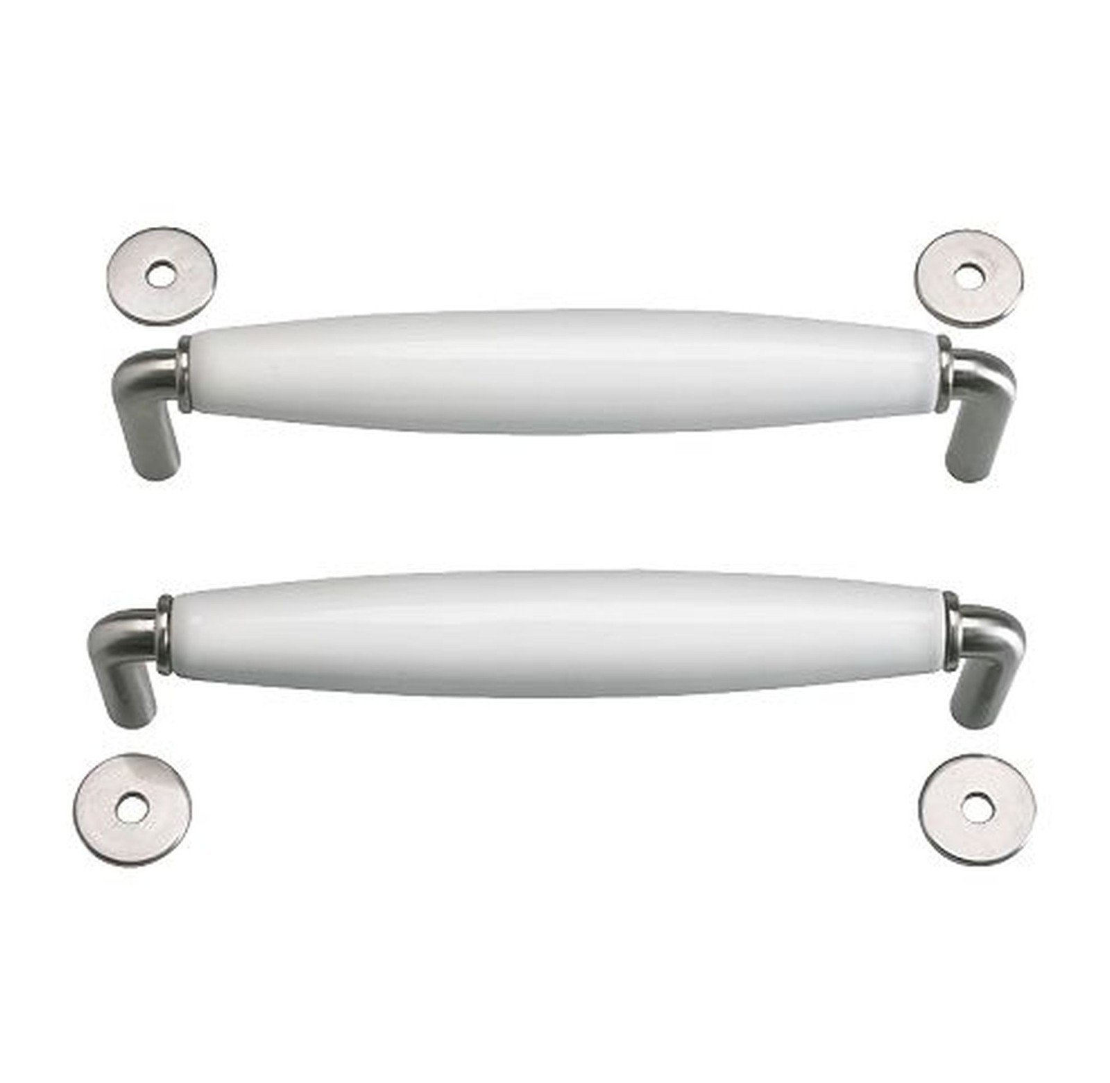 Ikea Lindsdal Drawer Handles Cabinet Pulls White Porcelain Nickel Color 5 3 4 Ebay