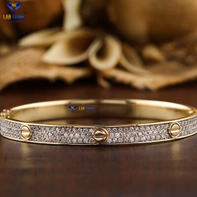 3.58 TCW Round cut  bracelet Labgrown Diamond 18K Yellow Gold Labstone