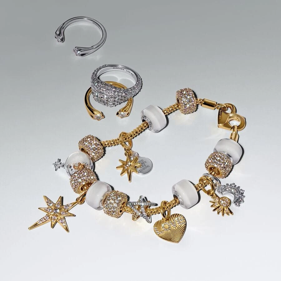 PANDORA Charm Anhänger Bead Sonne und Mond 925 Sterlingsilber Bicolor 763585C01 - Bild 4 von 4