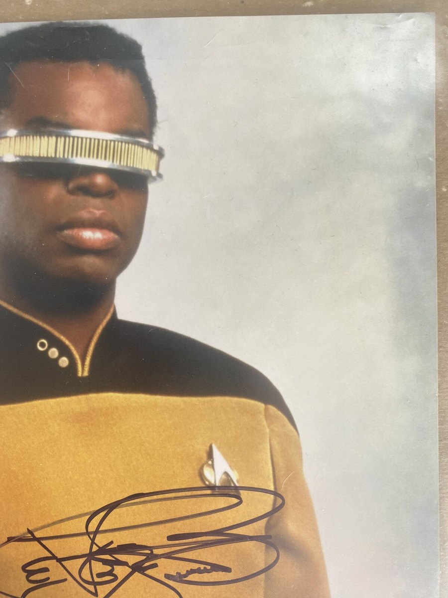 LaVar Burton Autographed In Black 8x10 Star Trek Geordi La