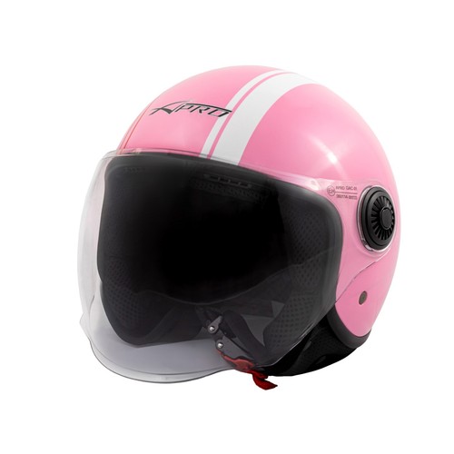 Casco Jet Motocicleta Rosado Aprobado Visera Scooter ECE 22 06 Gráficos Blanco - Imagen 2 de 11