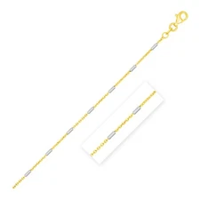 Bar Links Pendant Chain in 14k Two Tone Gold (1.4mm) Width 16"-20" Inch Length