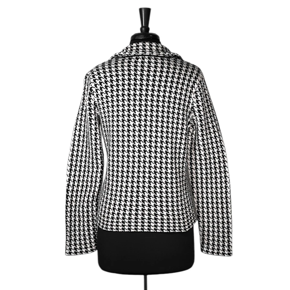 Chaqueta Chaps Ralph Lauren Marfil Negro Pata de Gallo Cremallera Completa Tejido Suéter Talla XL Foto 3 de 4