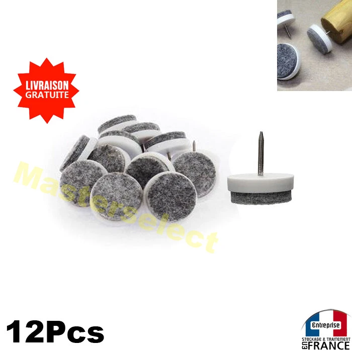 12 x PATIN FEUTRINE A CLOU ANTI-BRUIT ANTI-GLISSE POUR MEUBLE CHAISSE TABLE