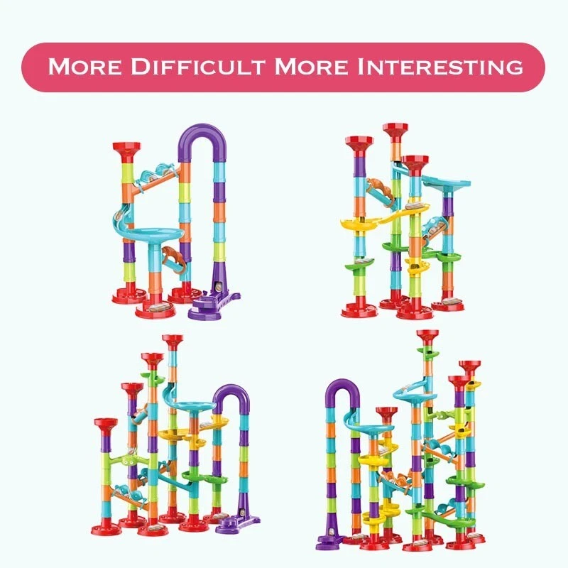197PCS Marble Run Building Blocks Pipeline Toy Set Construction Maze Ball Track