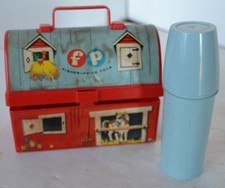 Vintage 1962 Fisher Price 549 Mini Barn Lunchbox with Thermos