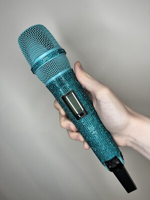 Teal Blue Rhinestone Wireless Professional Microphone + Receiver System G-MARK