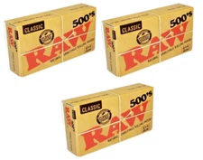 3x Raw 1 1/4 Rolling Papers Classic Unrefined 500 LVS/PK 500's *USA SHIPPED*