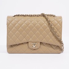Chanel Classic Flap Mustard Caviar Leather Maxi Shoulder Bags Leather Mustard