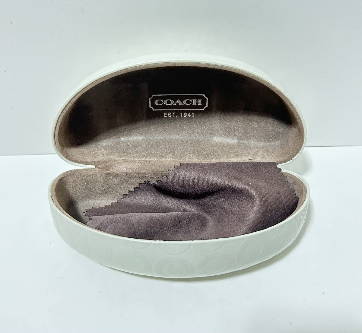 Coach Signature Monogram Off White Hard Clamshell Eye Glass  display picture 1