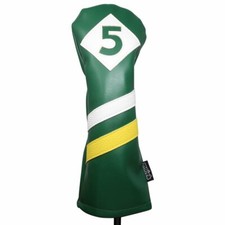 Majek Retro Golf 5 Fairway Wood Headcover Green White Yellow Vintage Style