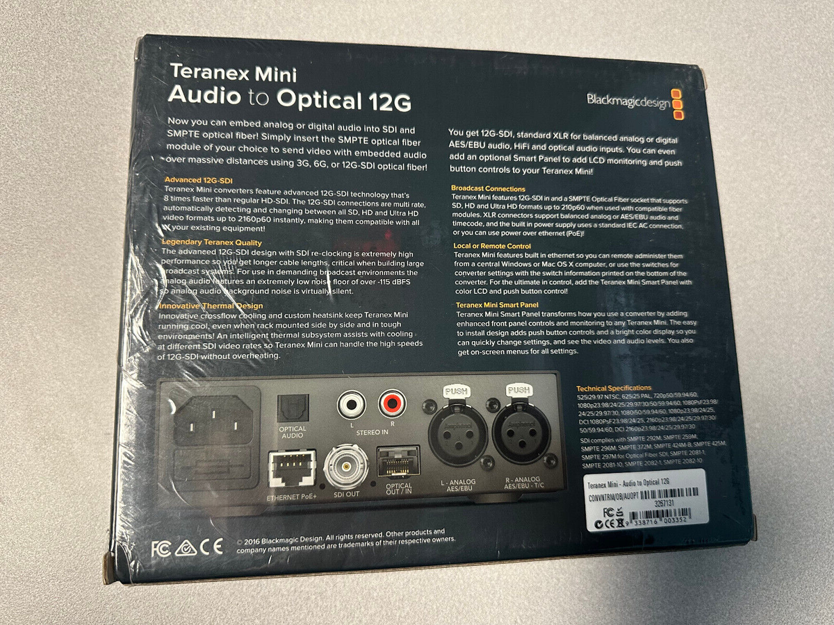 Blackmagic Design Teranex Mini Audio to Optical 12G BRAND NEW | eBay