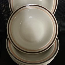 VTG Countryside Stoneware Japan Rimmed Cereal Bowl 6.75” Set Of 5