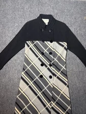 Vintage Gino Paoli 100% Wool Short Dress Made in Italy Black White Stripe Button