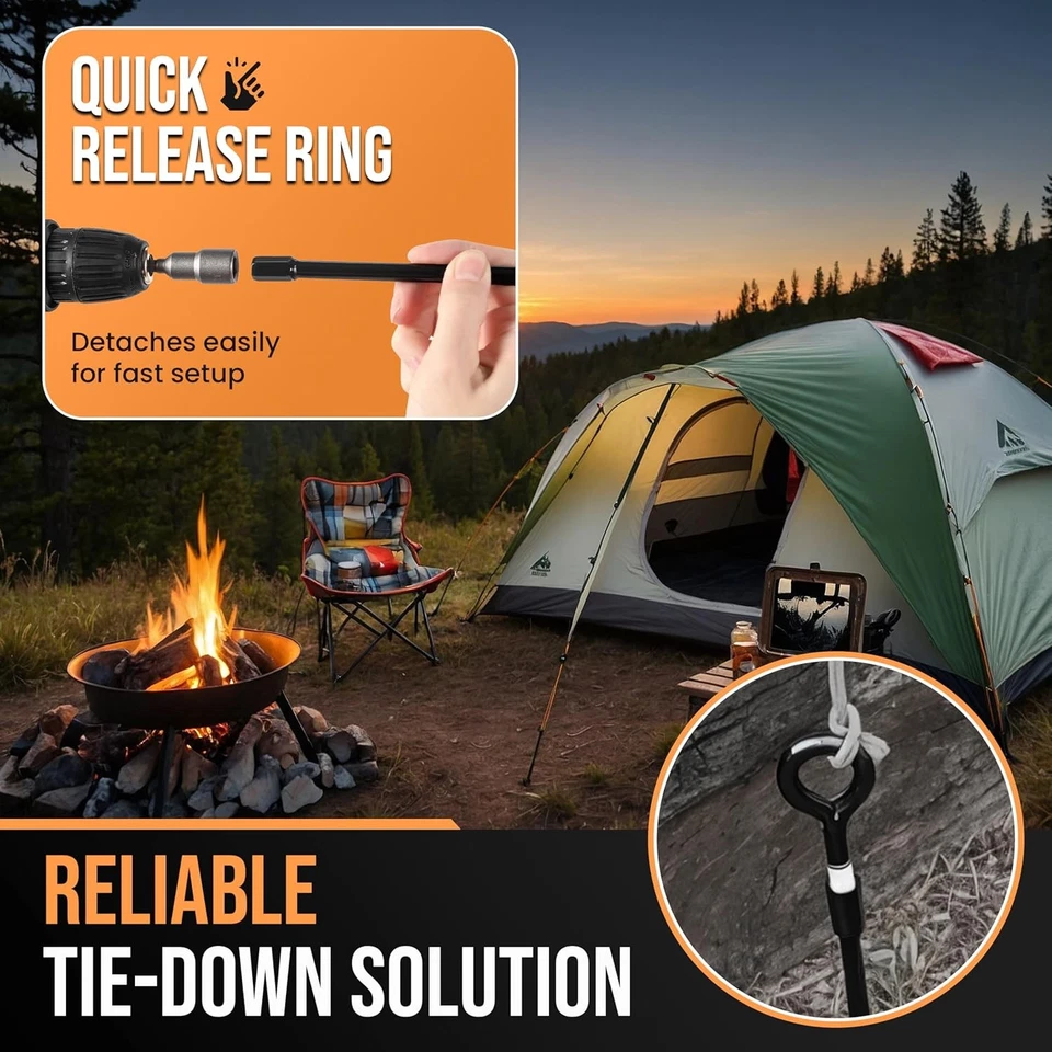 18-дюймовые заземляющие анкеры высокопрочные для сильного ветра - комплект заземляющих кольев ввинчивающийся сарай - Изображение 3 из 4