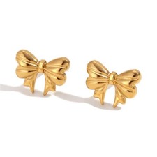 Bow Jewelry Set Gold 18K Stainless Steel Necklace  Earrings