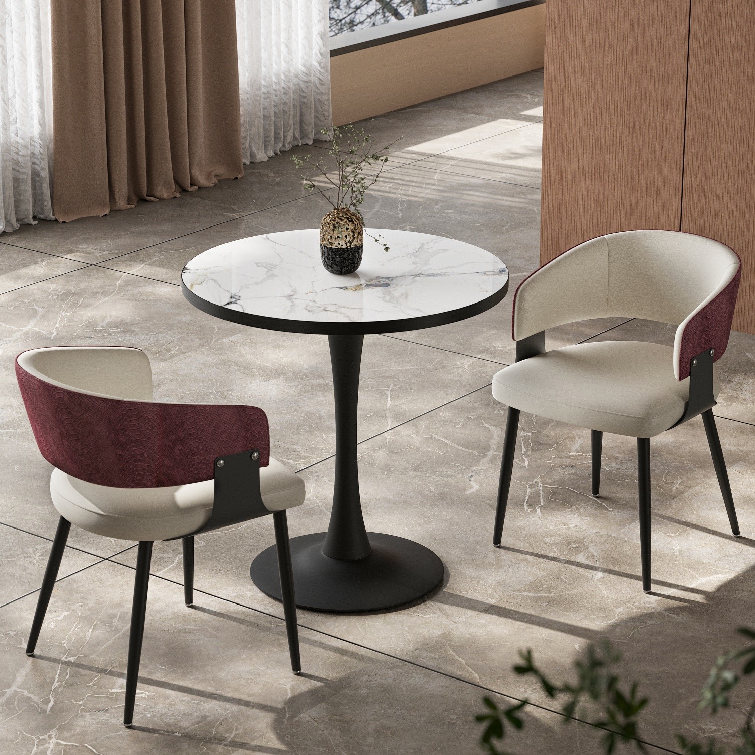 Wide Seat Leather Chairs For Kitchen Restaurant