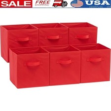 Storage Cubes Set of 6 Collapsible Fabric Bins Lightweight Organizer W/ Handles