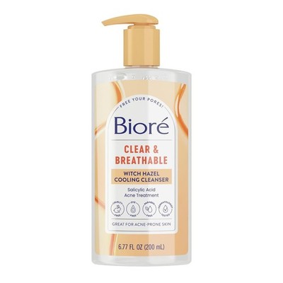 Biore Clear & Breathable Cooling Cleanser with Witch Hazel, Acne Treatment... 