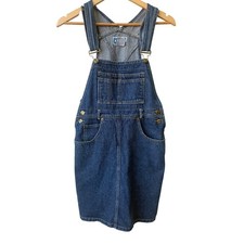 Vintage Chiori Y2K Denim Overalls Dress Sz M 90s Utility Grunge Country Jumper