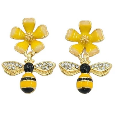 Boucle D Oreille Fleur Boucles Oreilles Abeille Décorations D'abeilles - Photo 1/4