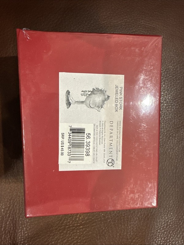 NIB SEALED Krinkles Pink Stork Jeweled Box Dept 56 Patience Brewster