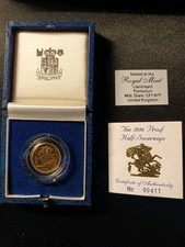 Royal Mint 1986 Gold Proof Half Sovereign Coin with COA