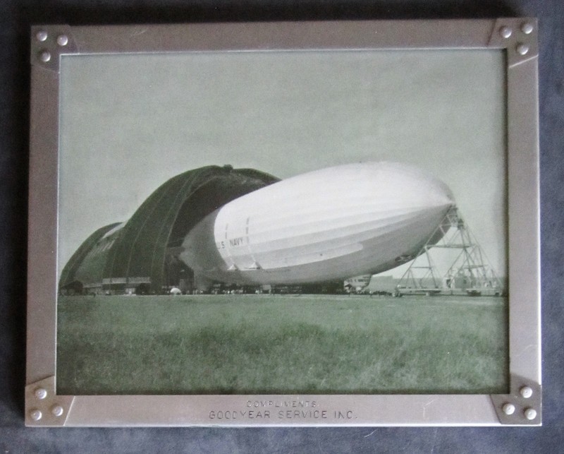 1931 USS Akron Airship Print in Duralumin Frame-Compliments Goodyear Service