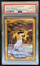 2025 Topps Bob Ross Baseball Brent Rooker Auto Indian Yellow #/25 PSA 10