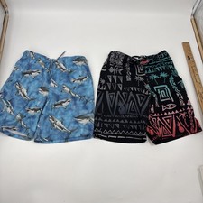 Lot Of 2 Size L 10-12 Boys Swim Trunks, Graphic prints Wonder Nation