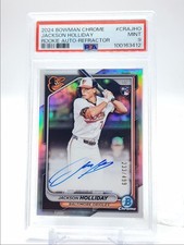 JACKSON HOLLIDAY 2024 BOWMAN CHROME ROOKIE REFRACTOR RC AUTO /499 PSA 9 Q4105