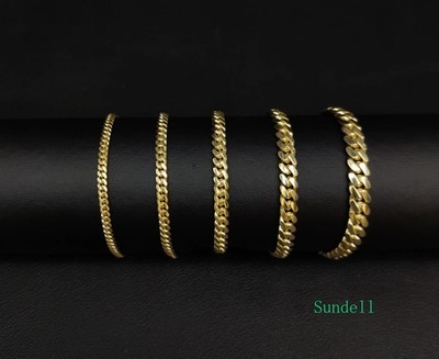 10k SOLID Yellow Gold 2mm - 7mm Miami Cuban Chain Bracelet Real