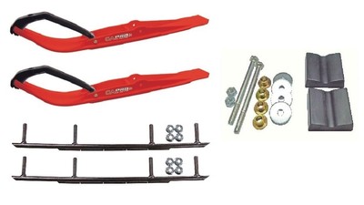 C&A Pro Red Razor Snowmobile Skis w/ 10'' Round Bars Complete Kit Arctic Cat