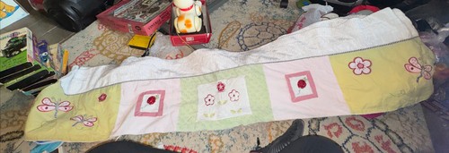 Kids Line Kidsline Ladybug Dragonfly Flower Nursery Valance Pink Black Green (2)