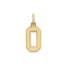 Ciondolo oro giallo 10 kt numero 0 ciondolo stile blocco design aperto unisex gioielli