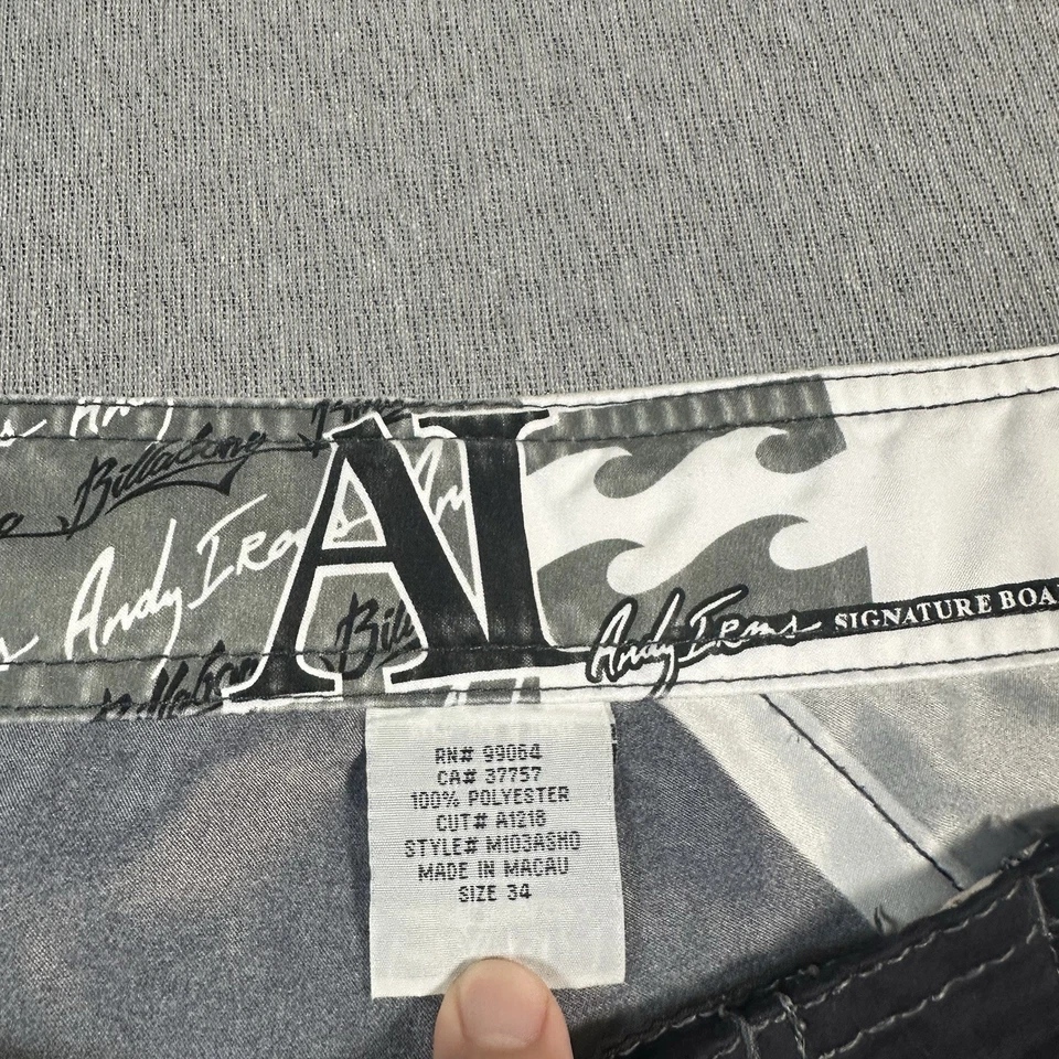 Billabong Andy Irons Board Shorts Mens 34 Black Gray Stripe Swim Surf Logo Y2K - Image 4 of 4