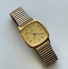 Vintage Timex Quartz Watch Gold Tone Square Dial Speidel Expansion Band