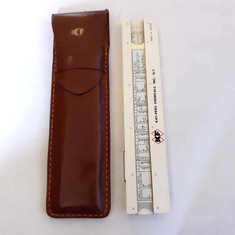 Vintage Chemical Engineer  SLIDE RULE Leather Pouch Kay-Fries JAPAN