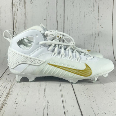 Nike Huarache 9 Elite Mid Lacrosse White Gold Mens Size 10 FD0088-100