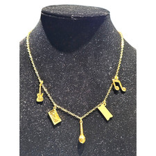 J.Crew Crewcuts Gold Tone Music Charm Necklace Guitar Cassette Microphone Ticket