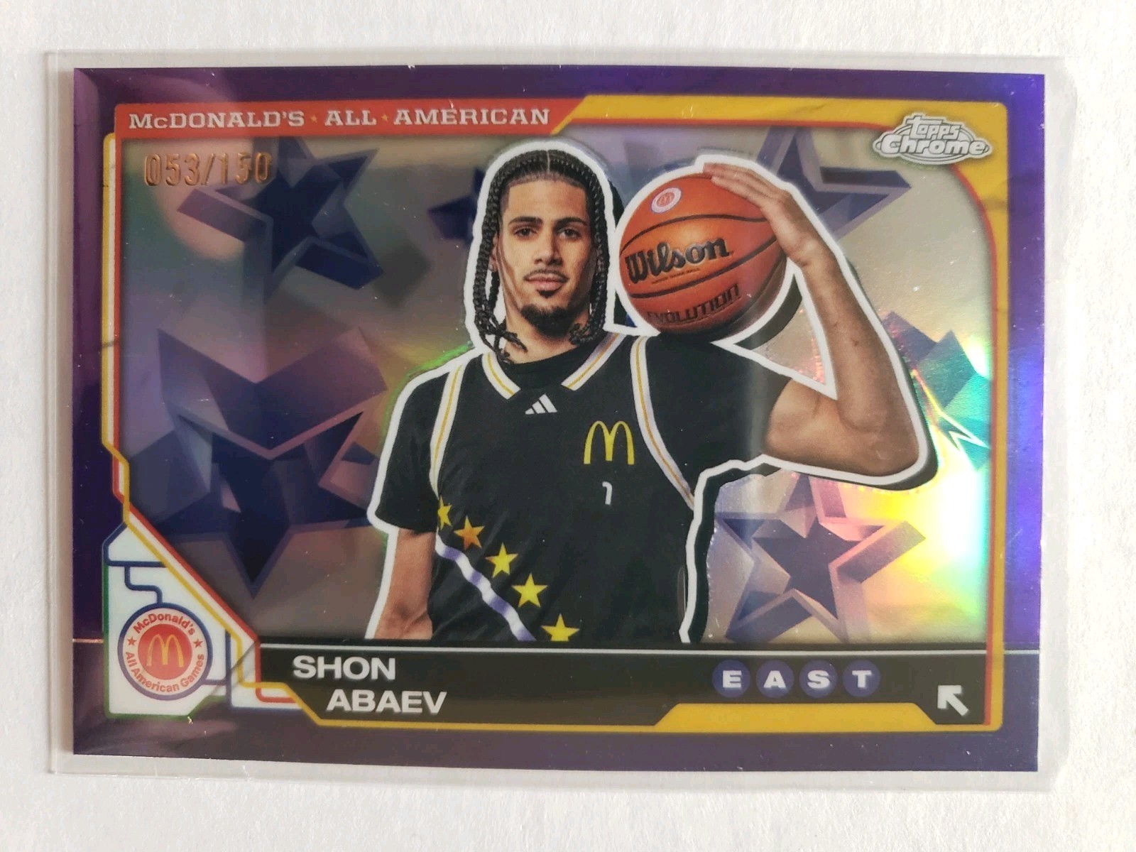 Shon Abaev 2025 Topps Chrome McDonald's All-American #39 Purple Refractor #/150