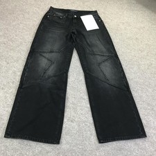 Aeropostale Wide Leg Jeans Womens 6 Black Charcoal Wash Relaxed Denim Sample