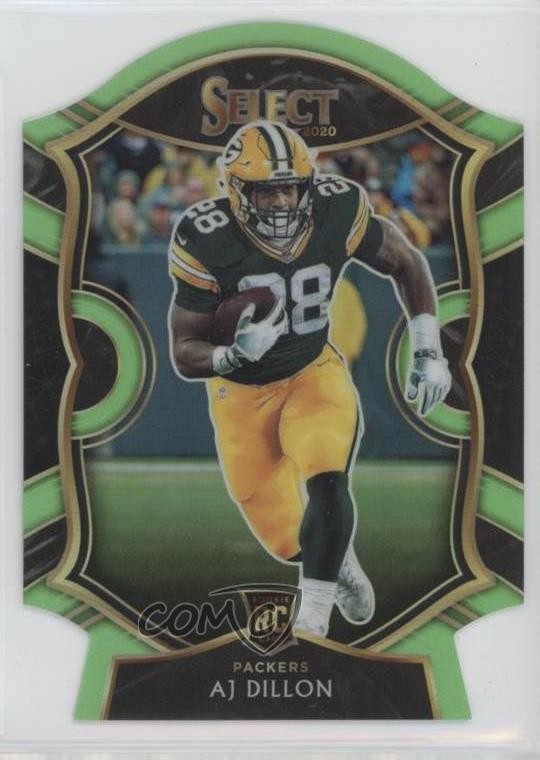 2020 Panini Select Concourse Neon Green Prizm Die-Cut AJ Dillon #65 uw8