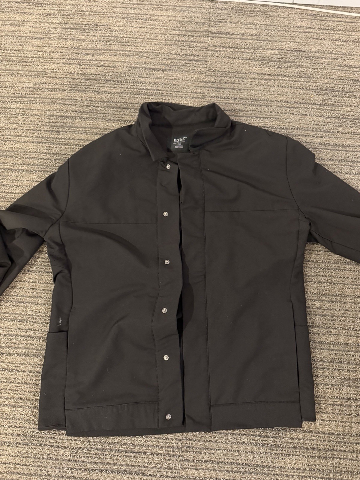 BYLT Men's District Jacket Black Snap Front Coach Work Jacket XL