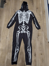 Skeleton One Pc Pajama Womens Medium Zip Up Halloween Costume Cozy Kigurumi NWOT